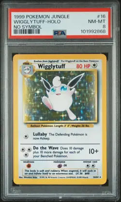 1999 POKEMON JUNGLE NO SYMBOL #16 WIGGLYTUFF-HOLO PSA 8 - Image 1