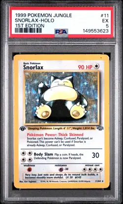 1999 POKEMON JUNGLE 1ST EDITION #11 SNORLAX-HOLO PSA 5 - Image 1