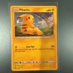 Pokemon TCG Pikachu 28/73 Shining Legends Cracked Ice Holo - Image 1