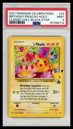 2021 Pokemon Birthday Pikachu Celebrations #24 PSA 9 - Image 1