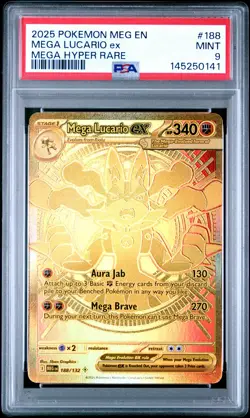 2025 POKEMON MEG EN-MEGA EVOLUTION MEGA HYPER RARE #188 MEGA LUCARIO EX PSA 9 - Image 1
