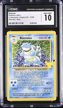 CGC 10 - BLASTOISE - 2/102 CELEBRATIONS - CLASSIC COLL. BASE SET HOLO POKEMON - Image 1