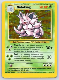 Nidoking 11/102 Base Set Unlimited Holo OC Off-Center Miscut Pokemon MP - Image 1