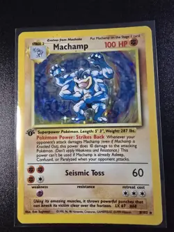Pokemon TCG Machamp Holo Card Base Set 1st Edition 8/102 - Image 1