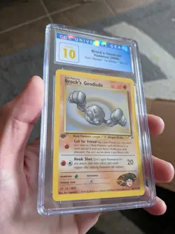 (POP 1) CGC 10 PRISTINE Brock's Geodude 66/132 Gym Heroes Pokemon 1st Edition - Image 2