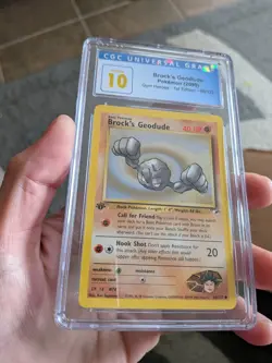 (POP 1) CGC 10 PRISTINE Brock's Geodude 66/132 Gym Heroes Pokemon 1st Edition - Image 3