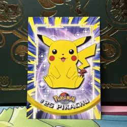 1999 Topps Pokemon #25 Pikachu TV Animation Edition Series Blue Logo NM - Image 1