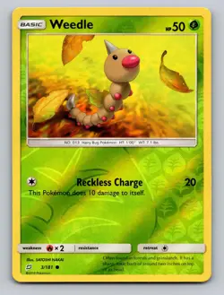 Weedle 3/181 Common Team Up Pokemon Reverse Holo NM - Image 1