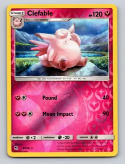 Clefable 40/68 Rare Hidden Fates Pokemon Reverse Holo NM - Image 1