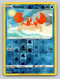 Krabby 043/202 Common Sword & Shield Pokemon Reverse Holo NM - Image 1
