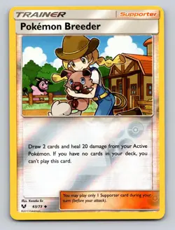 Pokemon Breeder 63/73 Uncommon Shining Legends Pokemon Reverse Holo NM - Image 1