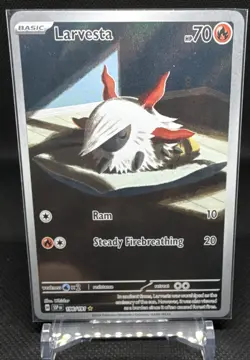 Pokemon Larvesta Sv08 Surging Sparks Illustration Rare Holo 196/191 Basic 70 HP - Image 1