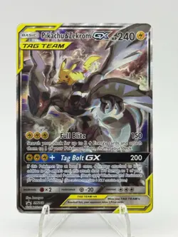 Pikachu & Zekrom GX SM168 Black Star Promo Tag Team Holo Rare Pokemon Card MP - Image 1