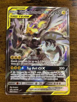 Pikachu & Zekrom GX SM168 Black Star Promo Tag Team Holo Rare Pokemon Card MP - Image 3