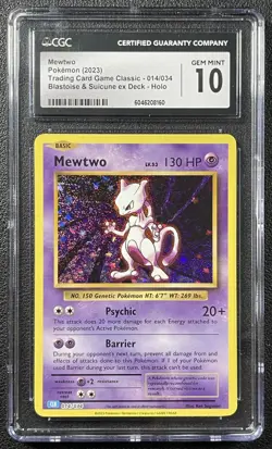MEWTWO CGC 10 2023 POKEMON CLASSIC COLL #014/034 BLASTOISE SUICUNE EX DECK HOLO - Image 1