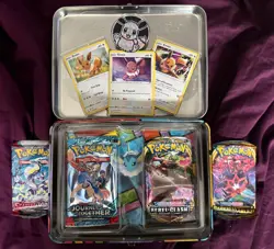 Pokemon TCG Eevee Collector's Treasure Chest Lunchbox Tin, with 4 Sealed Packs - Image 1