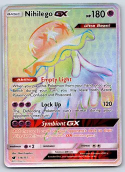 Nihilego GX 114/111 Rainbow Rare Crimson Invasion Pokemon Near Mint - Image 1