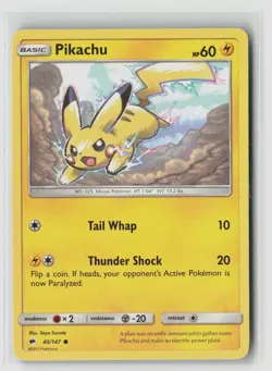 Pikachu #40/147 Sm Burning Shadows Common Pokemon TCG NM - Image 1