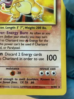 Pokemon TCG Charizard Base Set 4/102 Holo Rare Vintage 1999 Unlimited WOTC LP/MP - Image 4