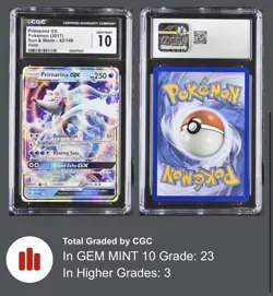 Pokemon 2017 Sun & Moon Primarina GX Holo 42/149 CGC 10 MINT LOW POP - Image 2