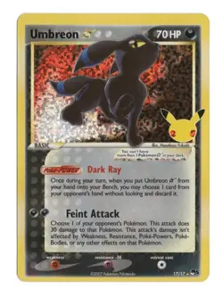 Pokemon Umbreon 17/17 Celebrations 25th Anniversary Holo Gold Star 2021 NM - Image 1