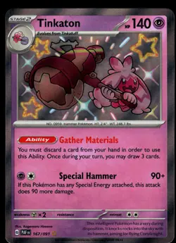 Tinkaton 167/091 Paldean Fates Shiny Rare Pokemon - Image 1