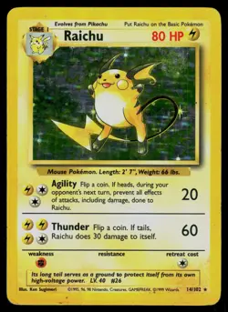 Raichu 14/102 Base Set Rare Pokemon - Image 1
