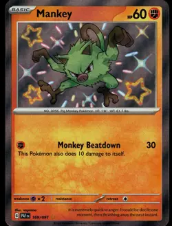 Mankey 169/091 Paldean Fates Shiny Rare Pokemon - Image 1