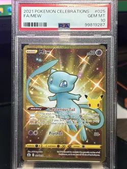 Pokemon Mew 025/025 Full Art Secret Rare Holo Pokemon Celebrations PSA 10 - Image 1