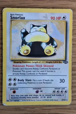 Snorlax 27/64 Jungle Set Rare Non-Holo Vintage WOTC Pokemon Card 1999 HP - Image 1
