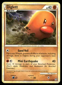 Pokemon Cards Diglett 61/102 HGSS Triumphant Common LP - Image 1