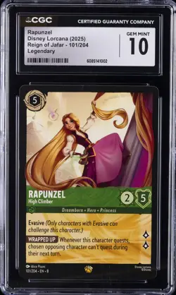2025 DISNEY LORCANA REIGN OF JAFAR LEGENDARY #101/204 RAPUNZEL CGC 10 GEM MINT - Image 1