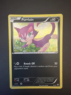 Purrloin 9/12 McDonalds 2012 Promo Confetti Holo Pokemon TCG Card - Image 1