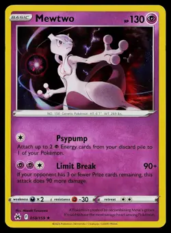 Pokemon Card Mewtwo 059/159 Crown Zenith Holo Rare - Image 1