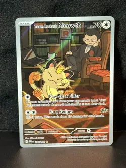 Team Rocket's Meowth 203/182 Illustration Rare Destined Rivals Pokemon NM/M - Image 1