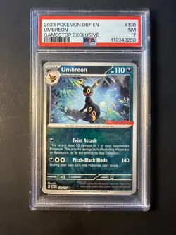 2023 Pokemon Obsidian Flames GAMESTOP Promo #130 Umbreon PSA 7 NM Reverse Holo - Image 1