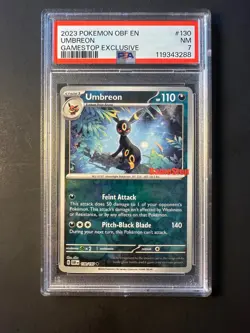 2023 Pokemon Obsidian Flames GAMESTOP Promo #130 Umbreon PSA 7 NM Reverse Holo - Image 2