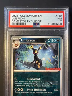 2023 Pokemon Obsidian Flames GAMESTOP Promo #130 Umbreon PSA 7 NM Reverse Holo - Image 4