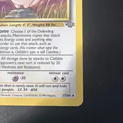 Pokemon TCG Clefable 17/64 Jungle NM - Image 3