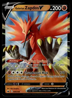 GALARIAN ZAPDOS V - 080/198 Holo V Rare Chilling Reign Pokemon NM - Image 1