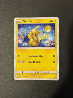 Pikachu 172/SM-P TOYS KINGDOM Promo Indonesia Pokemon Card NM “Creating Smiles” - Image 1