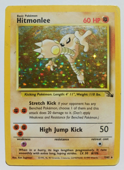 Hitmonlee Pokemon Card Holo WOTC 7/62 Fossil Set Rare Vintage 1999 Original MP - Image 1