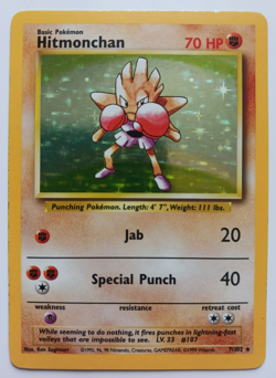 Hitmonchan Pokemon Card Holo WOTC 7/102 Base Set Rare Vintage 1999 Original LP - Image 1