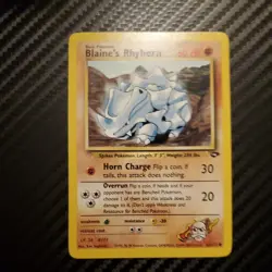 Pokemon Cards Blaine's Rhyhorn 65/132 UNLIMITED Gym Challenge WOTC Common NM - Image 1