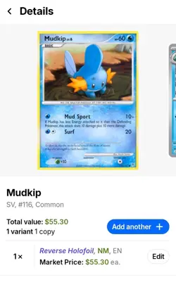 Pokemon Mudkip Reverse Holo Card 116/147 Supreme Victors 2009 - Image 4