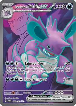 TEAM ROCKET'S NIDOKING EX 216/182 ULTRA RARE DESTINED RIVALS POKEMON NEAR MINT - Image 1