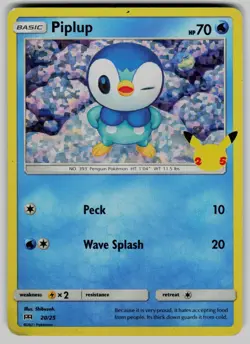 Piplup 020/025 Promo McDonald's 25th Anniversary Promos Pokemon MP - Image 1