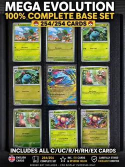 Pokemon EN Mega Evolution 100% Complete Base Set 254/254 Inc C/UC/R/H/RH/EX - Image 1
