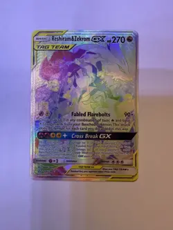 Reshiram & Zekrom GX 259/236 NM RAINBOW SECRET RARE Cosmic Eclipse Pokemon Card - Image 1
