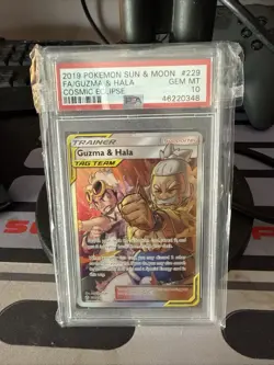 2019 Pokemon SM Cosmic Eclipse Guzma Hala #229/236 PSA 10 GEM MINT - Image 1